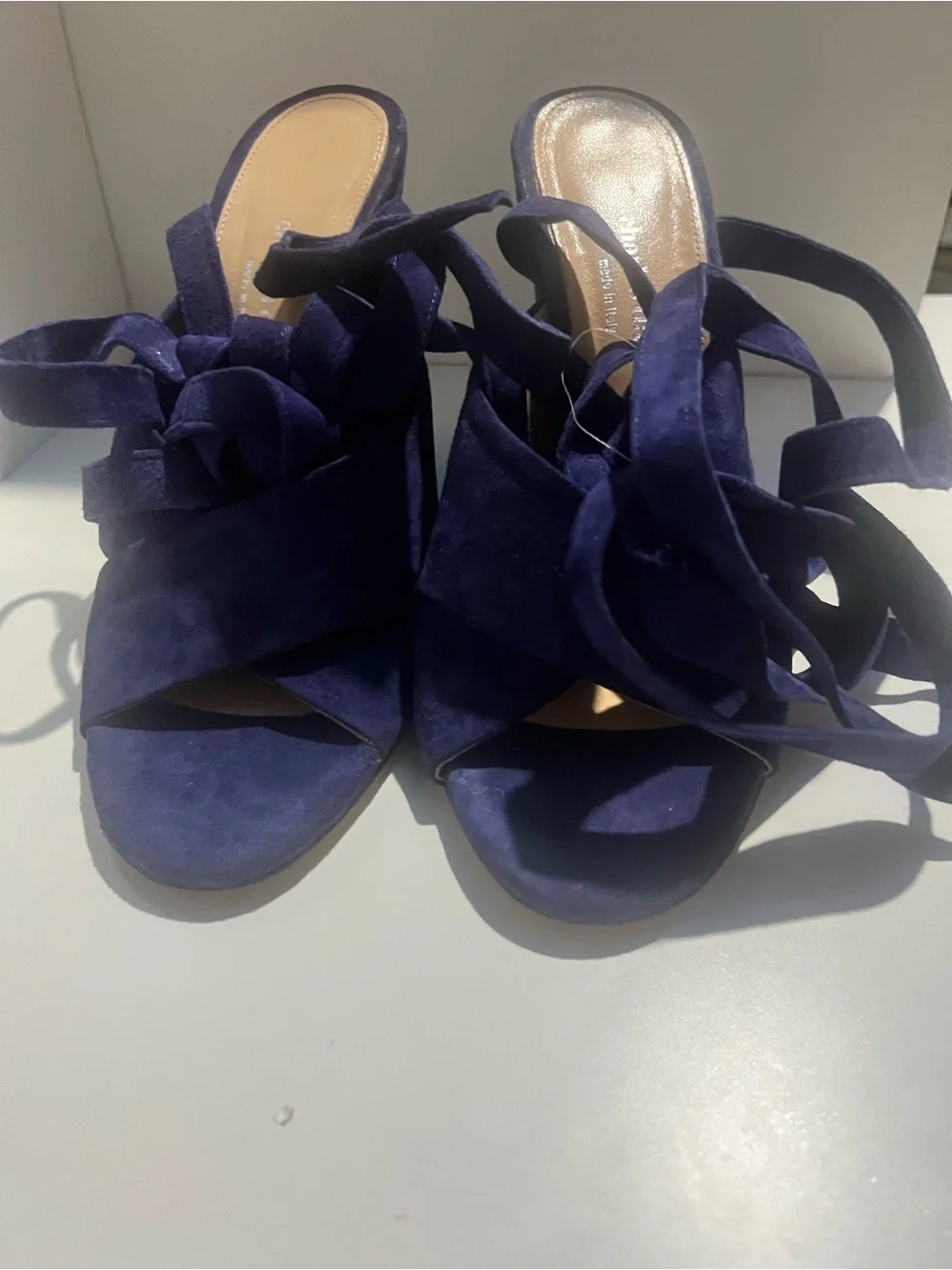 Charles by Charles David Navy Suede Strappy Wedge Sandals Size 8.5